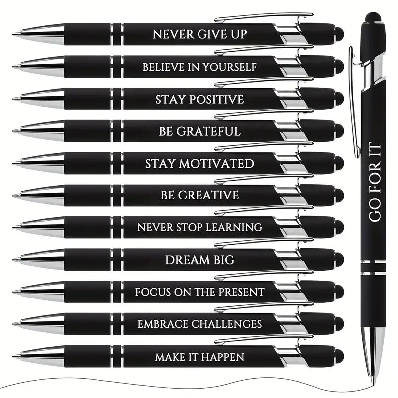 Inspirational Pen with a stylus cap (great for tablets and iPads)