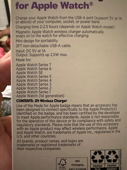 3FT Wireless Charger for Apple Watch