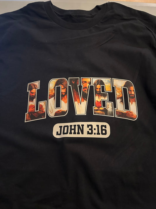 Short Sleeve Black shirt "LOVED"