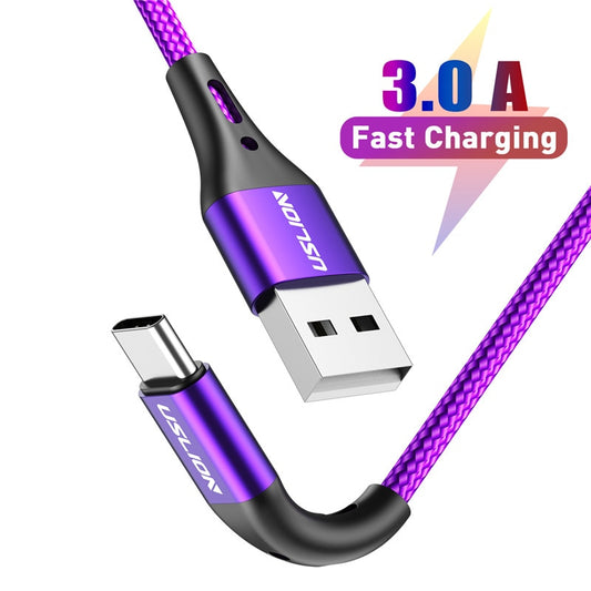 USLION 3m Type C  Cable For Xiaomi Redmi Fast Charge Phone Charging Wire USB C Cable For Samsung S9 S8 S10 Type C 3A Charger