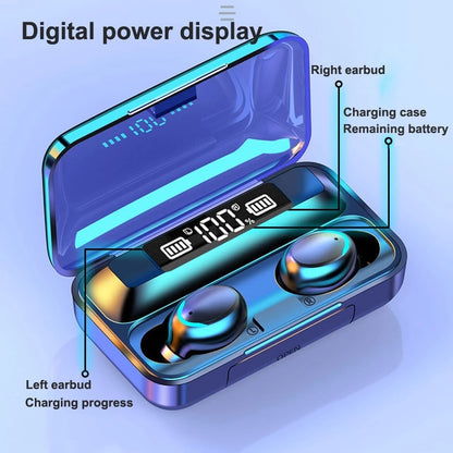 Bluetooth Earphones 2200mAh Charging Box Wireless Headset with Mic Sports Waterproof Earbuds