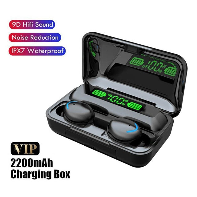 Bluetooth Earphones 2200mAh Charging Box Wireless Headset with Mic Sports Waterproof Earbuds