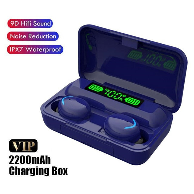 Bluetooth Earphones 2200mAh Charging Box Wireless Headset with Mic Sports Waterproof Earbuds