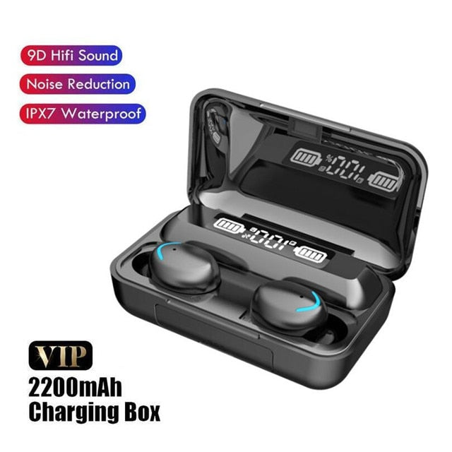 Bluetooth Earphones 2200mAh Charging Box Wireless Headset with Mic Sports Waterproof Earbuds
