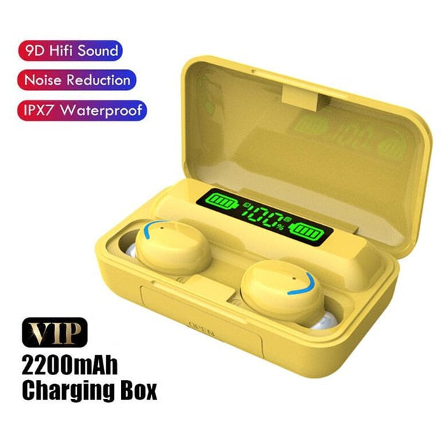 Bluetooth Earphones 2200mAh Charging Box Wireless Headset with Mic Sports Waterproof Earbuds