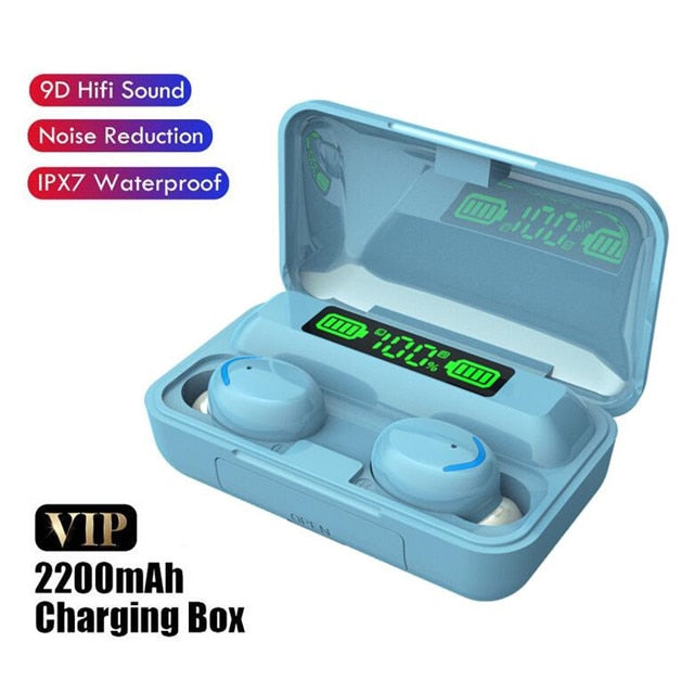 Bluetooth Earphones 2200mAh Charging Box Wireless Headset with Mic Sports Waterproof Earbuds
